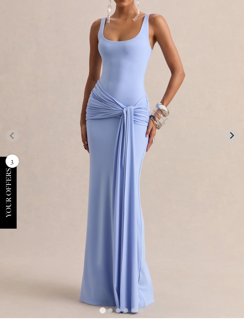 Sleek Sky-Blue Draped Maxi Dress by (unknown)